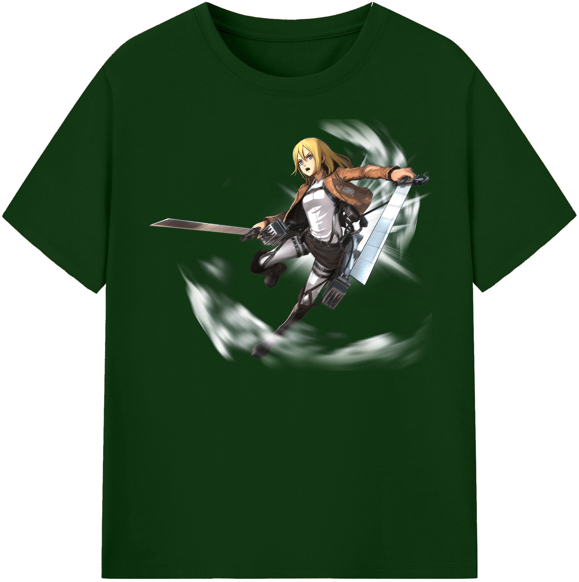 （画像用） 進撃の巨人 クリスタ·レンズ Attack on Titan Christa Lenz 綿100％半袖Tシャツ（フロントプリント）